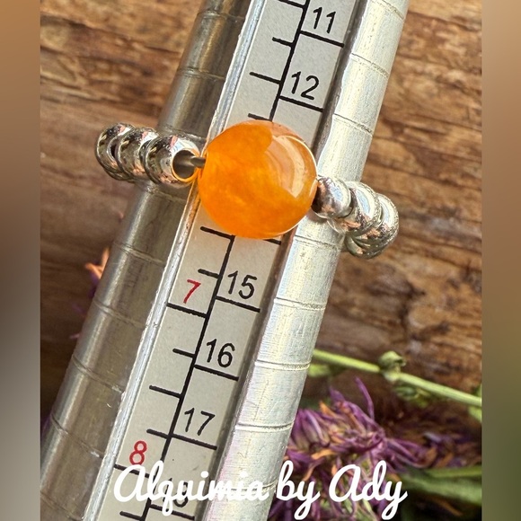 Alquimia Silver Orange jade  Ring with Reflective Beads - Picture 2 of 2